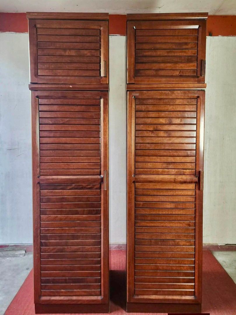 Slim Wardrobe (Category: Shelves, Cabinets & Racks) located in Meycauayan. Submitted by marygracecasimiro (Listing ID 1466899252, Image 2). Description: SOLID WOOD‼️ Slim Wardrobe Set of 2 23”L x 24”W x 87”H (size each) Php 6,500 each Php 11,000 set 🩷🧡.