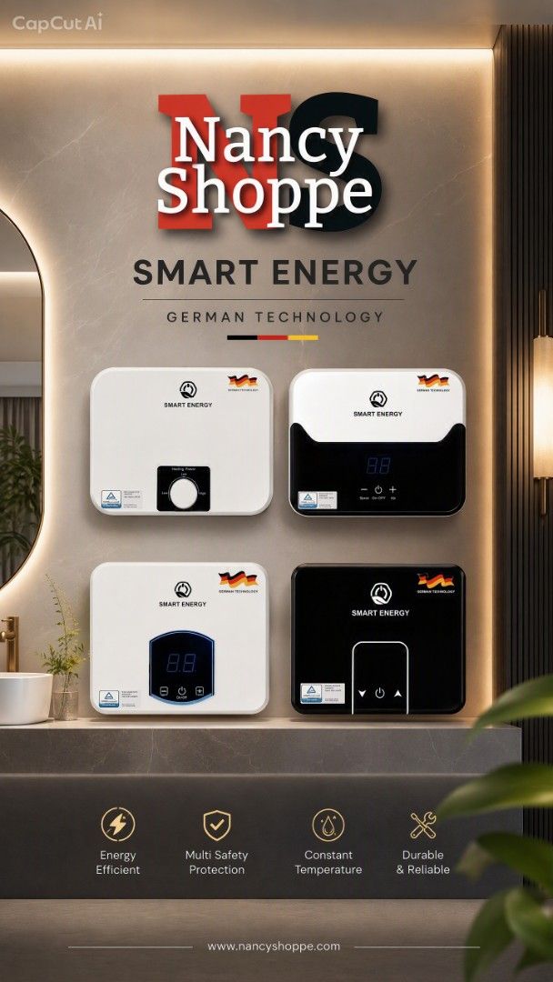 Smart Energy German Technology Tankless Water Heater (Category: Water Heater & Instant Showers) located in Manila. Submitted by mhijzadame (Listing ID 1466856277, Image 3). Description: - Brand new in original box with protective plastic wrapper - Powered by German technology for continuous hot water on demand - Easy-to-use manual rotary dial for low to high heating power levels - Compact design with standard water fittings included - ISO 9001:20