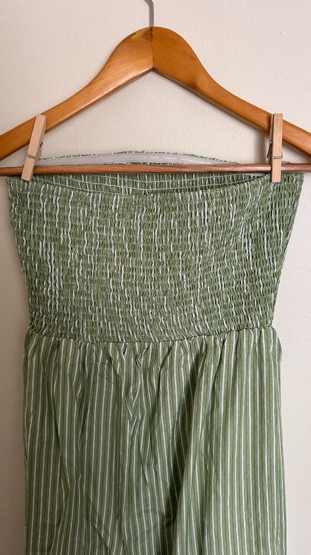 Smocked/Striped Maxi Dress (Category: Dresses) located in Cainta. Submitted by thethriftedit_ (Listing ID 1466796938, Image 3). Description: Shein Smocked/Striped Green Maxi Dress in S 10/10 Condition Price as posted. Delivery fee will be shouldered by buyer..