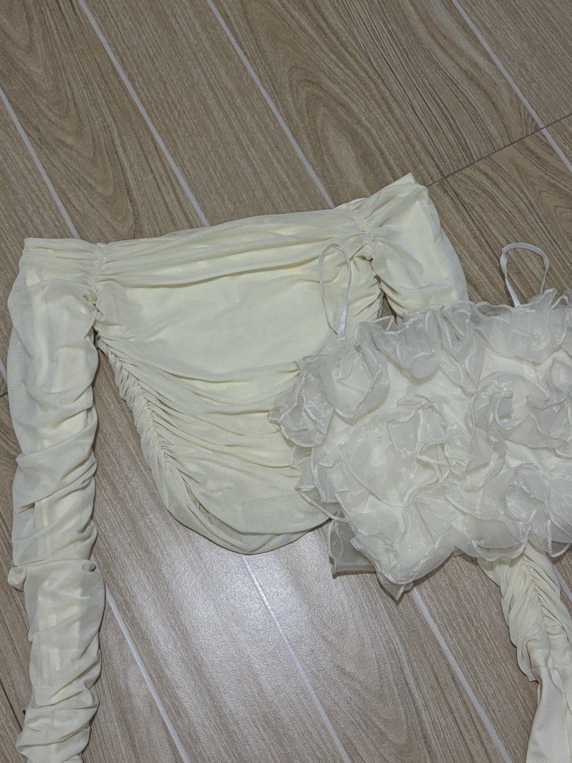 [SET] Ruffled Tops (Long-sleeved + Short-Sleeved) (Category: Others Tops) located in Calamba. Submitted by sincerely_ayi (Listing ID 1466918546, Image 1). Description: help me declutter! — see slides 2-3 for flaws (minimal stains sa inner ng clothes) — fits xs-s — sleeveless top is padded :) — stated price is the lowest price already (not open to nego) — can send more pics upon request — mop: gcash/maribank.