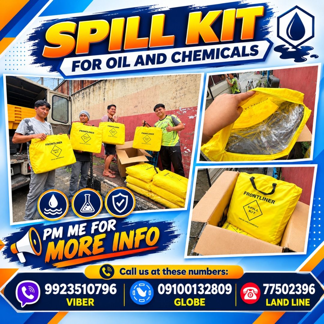 SPILL KIT (Category: Looking For) located in Caloocan City. Submitted by trzl_liza14 (Listing ID 1466786584, Image 1). Description: ✅ Guaranteed lowest price ✅ Quality products ✅ Big discount for bulk orders ✅ 100% LEGIT TRUSTED SUPPLIER! ✅ With Complete Legal Documents ✅ BIR Registered We Supply All Kinds Of PPE Supplies, Raincoat, Hard Hat, Cooler Box, Plastic Trash Bin, Road Barriers, Kayak Boats, Crystal Kayak, Traffic Cone, T-Bollards & All 