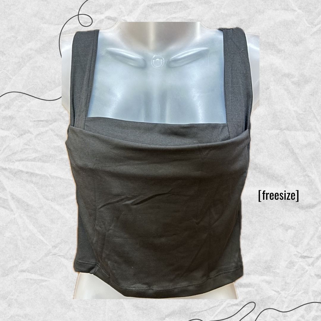Square Neck Top (Category: Sleeveless) located in Manila. Submitted by lovedbydeviii (Listing ID 1466851586, Image 3). Description: Square Neck Top 🧵Php 50 each ; take all for Php 125 👗Available in White, Sage Green, and Black 👗Size: Freesize 👗NEVER USED * note that color may slightly vary due to lighting .