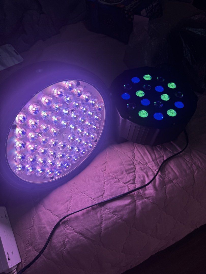 Stagelites LED Par Stage Light DJ Disco Lighting (Category: Lighting) located in Quezon City. Submitted by pats17 (Listing ID 1466951997, Image 3). Description: - Brand: Stagelites - Type: DJ Par Light fixture with vibrant multi-color LEDs - Condition: Powers on normally, works great - Features: Digital display screen, DMX in and out ports - Mounting: Dual brackets attached for easy setup - Ideal for: Stage setups, parties, and home DJ rigs - Inc