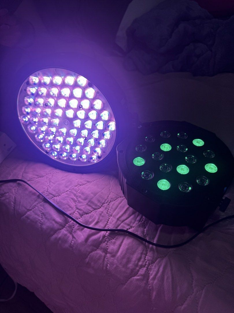 Stagelites LED Par Stage Light DJ Disco Lighting (Category: Lighting) located in Quezon City. Submitted by pats17 (Listing ID 1466951997, Image 2). Description: - Brand: Stagelites - Type: DJ Par Light fixture with vibrant multi-color LEDs - Condition: Powers on normally, works great - Features: Digital display screen, DMX in and out ports - Mounting: Dual brackets attached for easy setup - Ideal for: Stage setups, parties, and home DJ rigs - Inc
