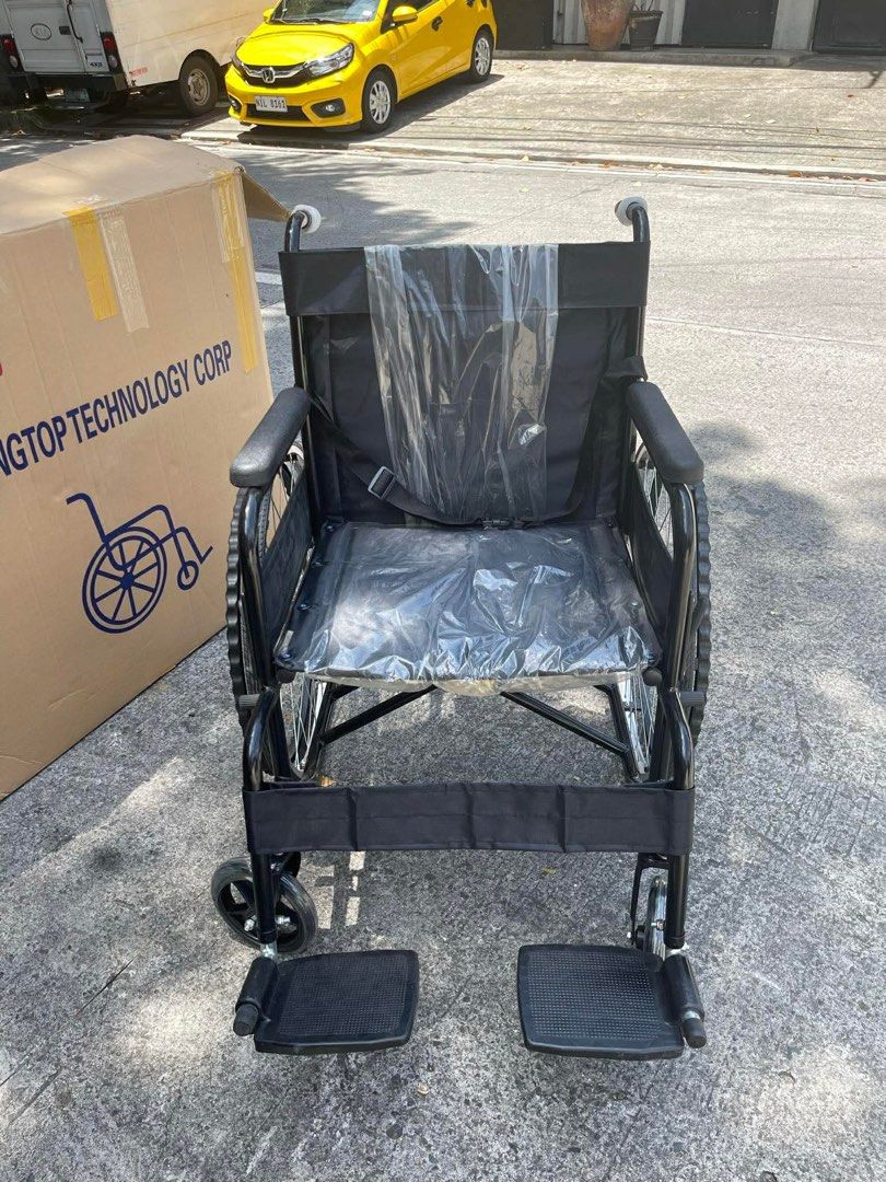 STANDARD WHEELCHAIR RIOS (Category: Wheelchairs) located in Manila. Submitted by apple_med (Listing ID 1466891686, Image 1). Description: Brand new 100kg Max. Weight Capacity Foldable.