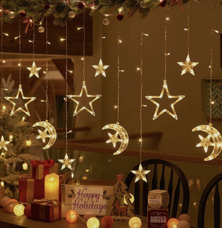 Star and Moon String Lights Warm White 10pcs (Category: Lighting) located in Caloocan City. Submitted by julstanniee (Listing ID 1466780532, Image 2). Description: Star and Moon string lights with warm white glow. American standard plug. Bought 20 pieces originally, keeping half. Selling 10 unused pieces. Original price 320 php from orange app, selling for 200 php. Great for room decor, parties, or holidays. Ready to ship..
