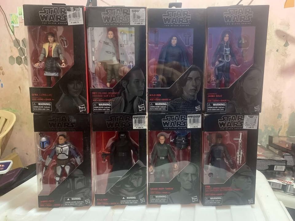 Star Wars Black Series 6 inch Set 20 figs (Category: Figurines & Statues) located in Taguig. Submitted by paradise.collections (Listing ID 1466965501, Image 2). Description: Star Wars Black Series 6 inch Set Brand New / Sealed Quitting sale Negotiable for sure buyer just PM me -00 Scarif Stormtrooper -03 Kylo Ren -04 First Order Storm Trooper -15 Jango Fett -16 First Order Flametrooper -28 Scarif Stormtrooper Squad Leader -31 AT-AT Driver -45 Kyl