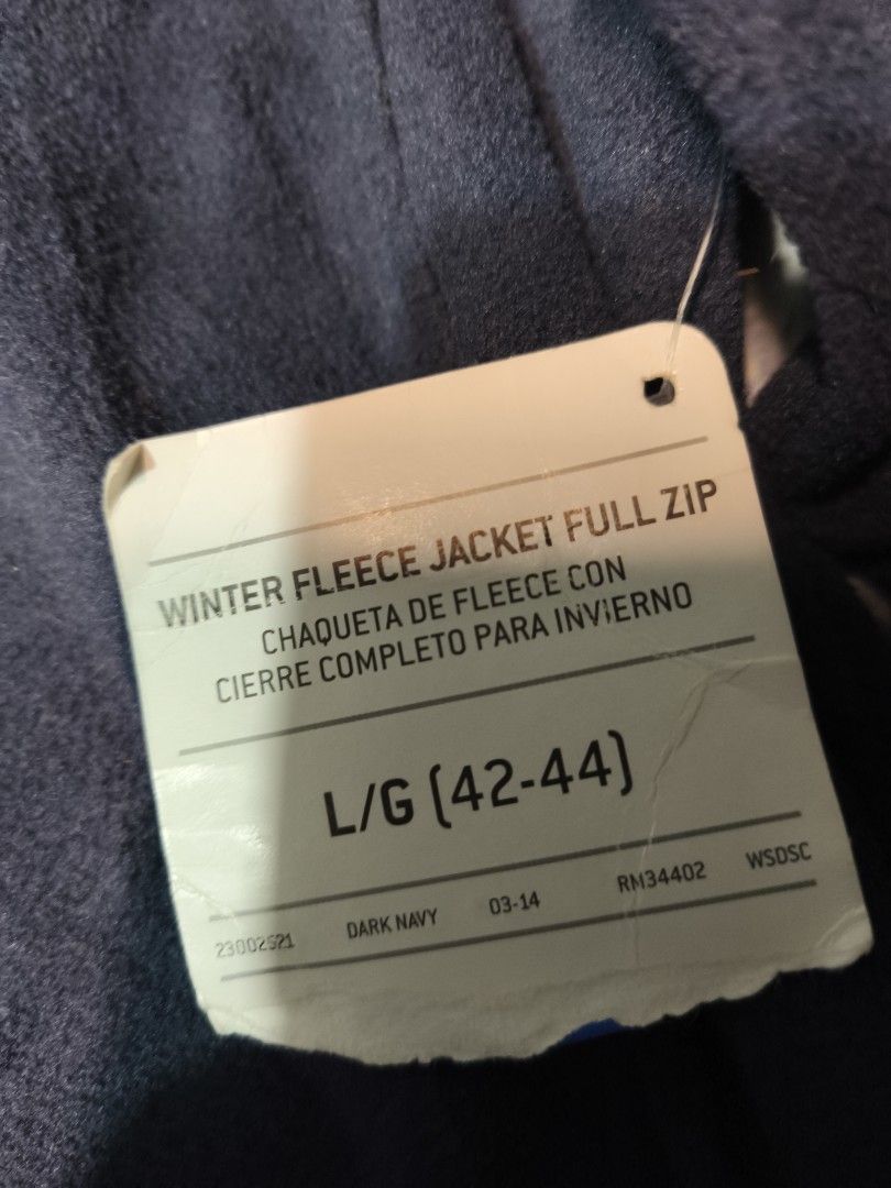 Starter Winter Fleece Jacket Full Zip Dark Navy L (Category: Coats, Jackets and Outerwear) located in Baguio. Submitted by boneteezandharmony (Listing ID 1466967194, Image 3). Description: DEADSTOCK STARTER - Brand: Starter - Style: Winter fleece jacket with full zip and collar - Color: Dark Navy Blue - Size: L (42-44) - Condition: Brand new with tags attached - Details: Embroidered logo on sleeve, soft and warm fabric - Ideal for: Daily wear in 
