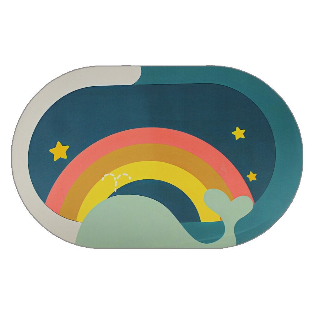 Stylish Oval Non-Slip Doormat Floor Mat (Category: Carpets, Mats & Flooring) located in Paranaque City. Submitted by super_9.9 (Listing ID 1466854692, Image 3). Description: - Trendy oval absorbent floor mats for your home - Available designs: minimalist text, cute bears, abstract art, and rainbows - Features a non-slip backing to keep it safely in place - Super easy to clean and maintain for daily use - Durable material ideal for bathrooms, bedr