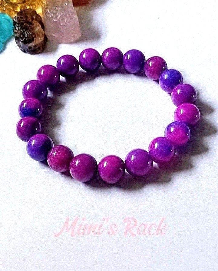 SUGILITE BRACELET ROUND 10MM (Category: Bracelets) located in Taguig. Submitted by mimisrack (Listing ID 1466820612, Image 2). Description: 💜High-vibration protection stone with bold royal purple presence -Sugilite is known for spiritual protection and emotional healing -Encourages intuition, clarity, and positive transformation -Traditionally associated with shielding against negative energy -Promotes inner balance and calm confidence -Rich pur