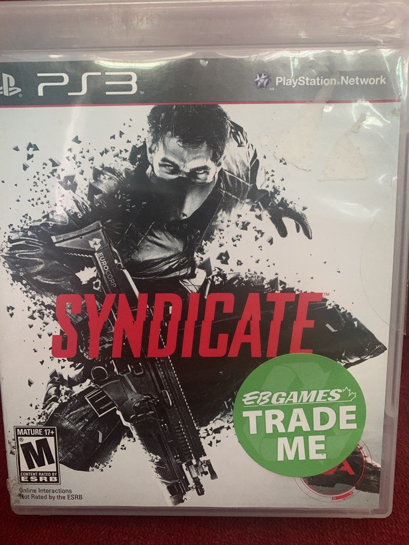 Syndicate PlayStation 3 PS3 Game (Category: PlayStation) located in Makati City. Submitted by emenem.m (Listing ID 1466819834, Image 1). Description: - Game: Syndicate for PlayStation 3 (Action Shooter, Rated M) - Condition: Disc is clean and working; original case and cover art included with minor wear and an EB Games sticker on the front - Delivery: Pick-up and local delivery options available - Note: Feel free to send a message if you have any