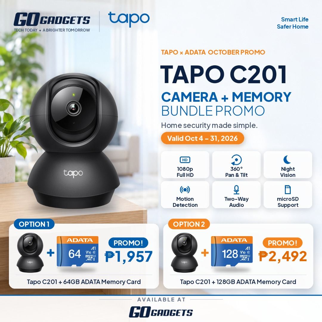 Tapo C201 + ADATA micro (Category: Security Systems & CCTV Cameras) located in Makati City. Submitted by eckang12 (Listing ID 1466851780, Image 1). Description: - 🏠 Suitable for: ✅ Homes ✅ Stores ✅ Small businesses ✅ Room monitoring ✅ Pet monitoring ✅ Baby / family monitoring ✅ Smart home setup.
