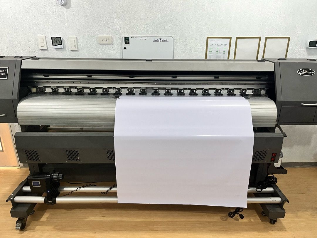 Tarpaulin Printer 6.2 ft Eco-Solvent XP600 / DX11 Large Format Printer (Category: Printers, Scanners & Copiers) located in Manila. Submitted by chan.celino (Listing ID 1466913348, Image 3). Description: Selling my Tarpaulin Printer Machine with Freebies Specs: - Board / Head: Epson XP600 | DX11 - Model: Glitter PRO+ 1801 - Length: 6.2 feet - Ink: Echo-Solvent IN PERFECT CONDITION. Ginagamit pa rin pangprint hanggang ngayon hanggang sa mabenta. As