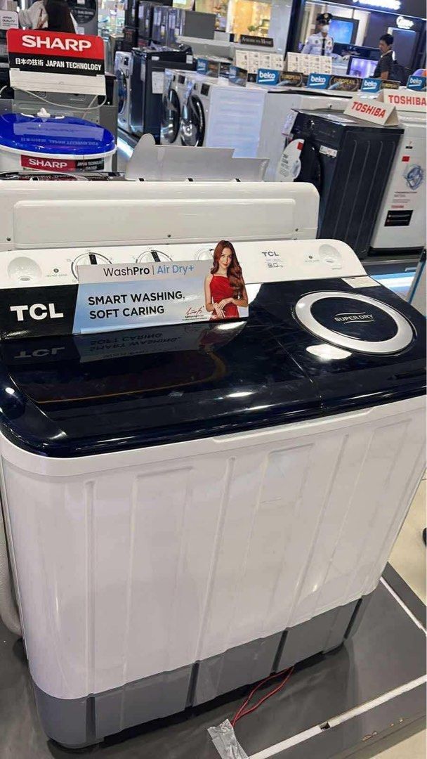 TCL TWIN TUB WASHING MACHINE (Category: Washing Machines and Dryers) located in Quezon City. Submitted by maryann.dimalanta (Listing ID 1466936327, Image 1). Description: TCL TWIN TUB WASHING MACHINE TWT-80Z2 CASH 8,000 TWT-90Z2 SRP 11,999 CASH 8,700 TWT-100Z2 CASH 9,500 TWT-130Z2 CASH 11,800 Brand new and sealed with warranty and receipt 7 days replacement on factory defect with proven defective report 1 yr warranty on parts and service Pick up 