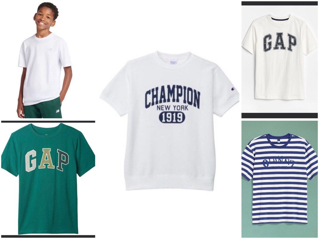TEES BUNDLE (10/11) GAP, OLD NAVY, CHAMPION,GAP (Category: Babies & Kids Fashion) located in Batangas. Submitted by melissa.closet (Listing ID 1466827782, Image 1). Description: All Original 💯 CONDITION: VERY GOOD. All will fit 10yrs old. FLAW: Gap White Tee has Stain at tag area. Not noticeable when worn. See pic. Selling low! LP POSTED!!! If in doubt, dont buy!!!.