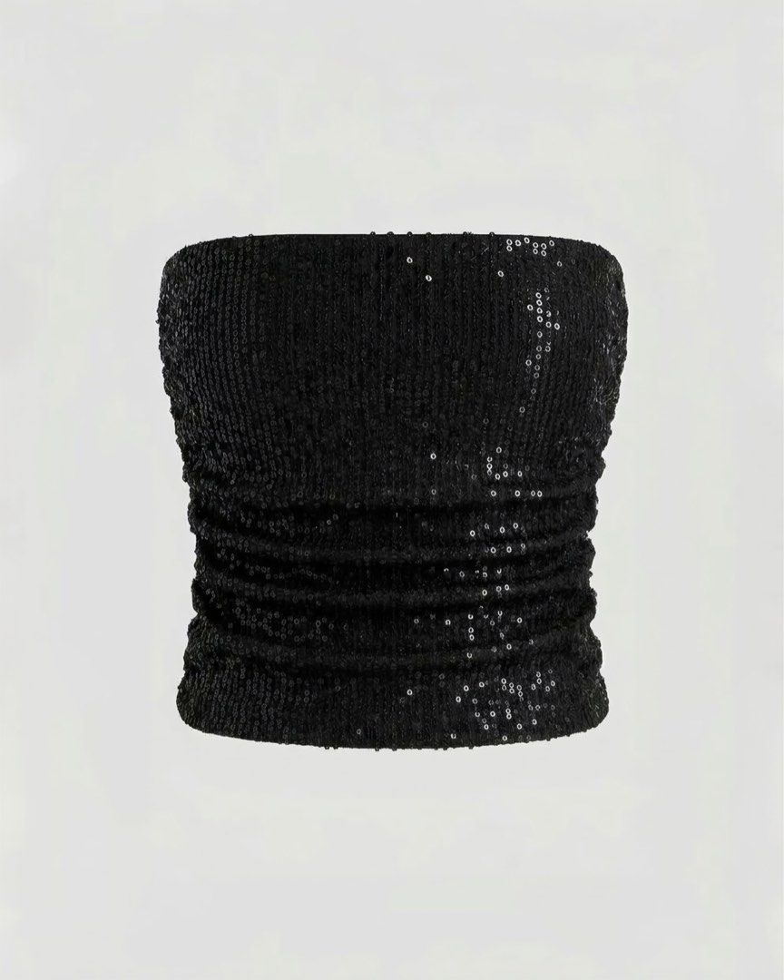 Terranova Black Sequin Bandeau Top (Category: Sleeveless) located in Manila. Submitted by shaeshops (Listing ID 1466848630, Image 1). Description: Never Been Used.