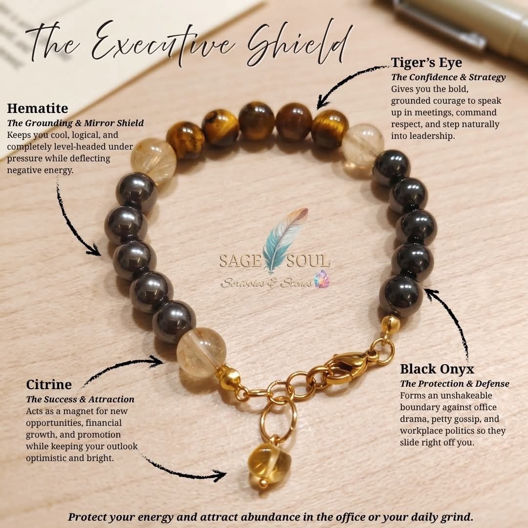 The Executive Shield Crystal Chain Bracelet (Category: Bracelets) located in Manila. Submitted by sagesoulscribblesstones (Listing ID 1466877540, Image 1). Description: Tired of office politics? Working hard for a promotion? Hoping for career success? ✨ Lead with Power: The Executive Shield ✨ Sleek, powerful, and professional; perfect for anyone looking to command respect and block office politics. They cover every single angle you need for profe