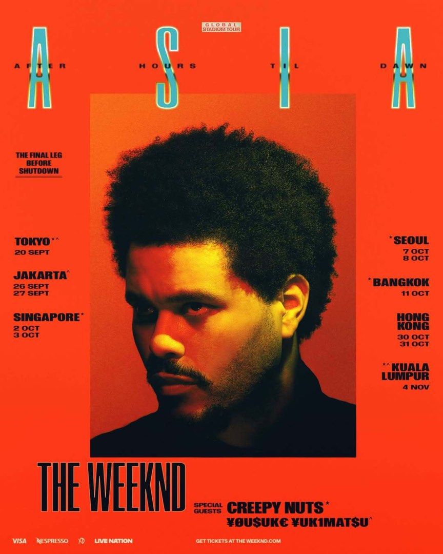 The Weeknd 香港hong kong 24 & 31 oct （分類：活動門票）位於 Hong Kong。 由 ligi2025 提交（商品編號 1466591733，圖片 2）。簡介： 24 Oct 2088 sit 坐x2 226G 31 Oct 1708 x2 stand。