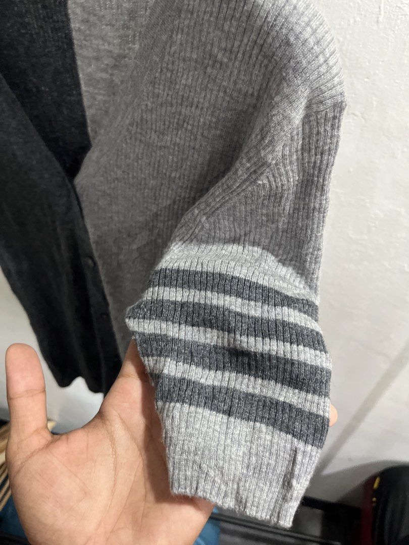 Thom Browne Knit Cardigan (Category: Luxury Apparel) located in Virac. Submitted by _thecave (Listing ID 1466833778, Image 3). Description: Thom Browne Knitted Cardigan Excellent Missing necktag M-L womens Width: 19 Length: 23 .