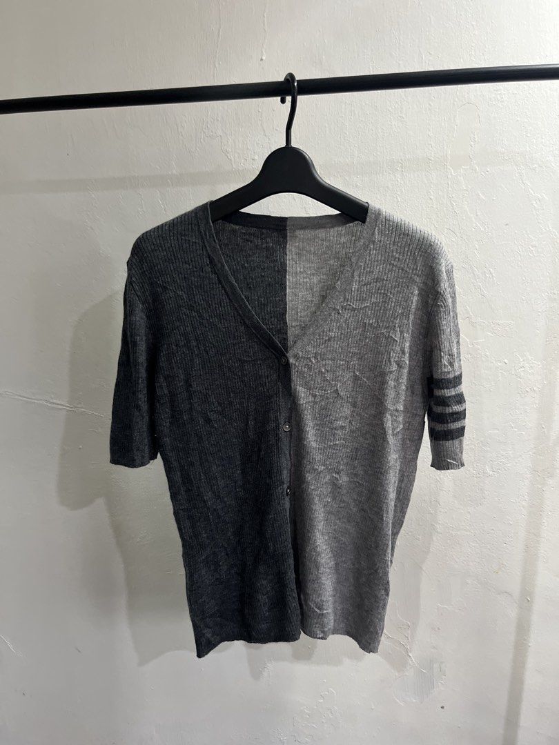 Thom Browne Knit Cardigan (Category: Luxury Apparel) located in Virac. Submitted by _thecave (Listing ID 1466833778, Image 1). Description: Thom Browne Knitted Cardigan Excellent Missing necktag M-L womens Width: 19 Length: 23 .