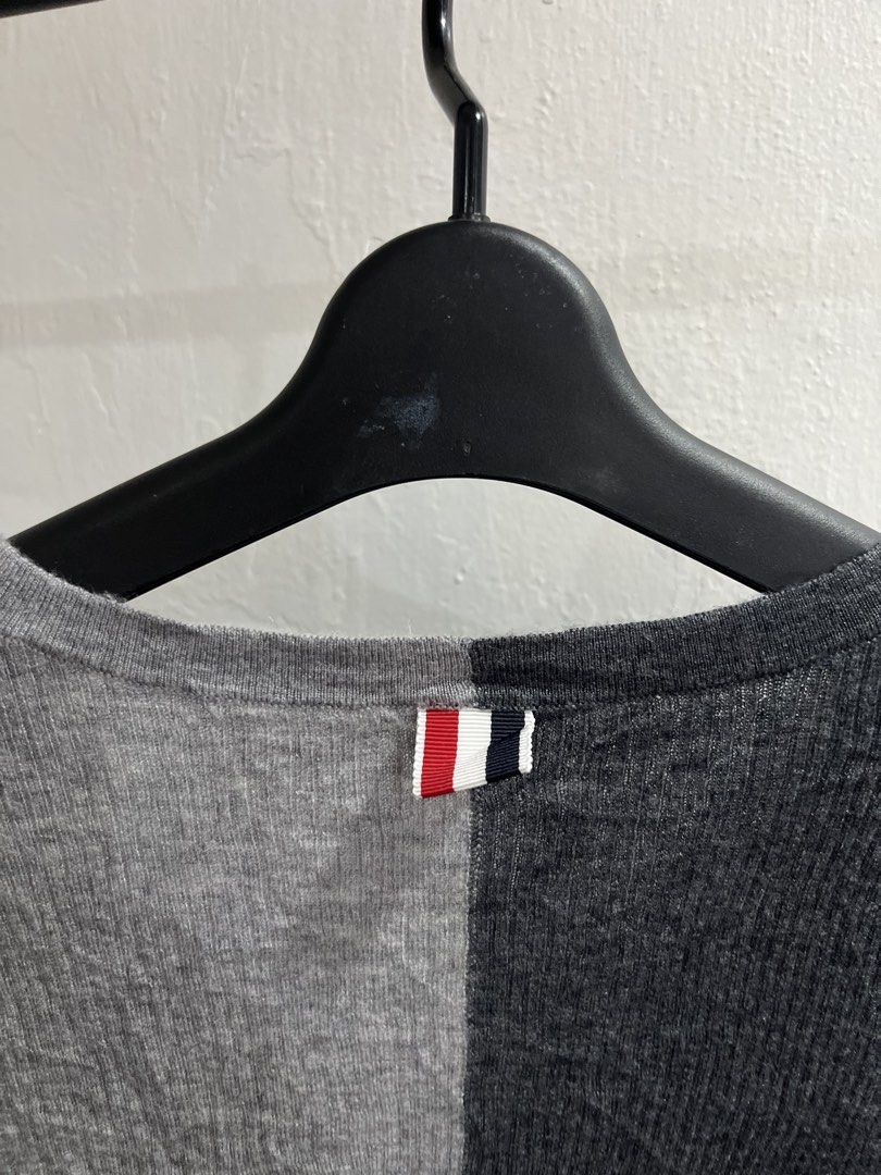 Thom Browne Knit Cardigan (Category: Luxury Apparel) located in Virac. Submitted by _thecave (Listing ID 1466833778, Image 2). Description: Thom Browne Knitted Cardigan Excellent Missing necktag M-L womens Width: 19 Length: 23 .