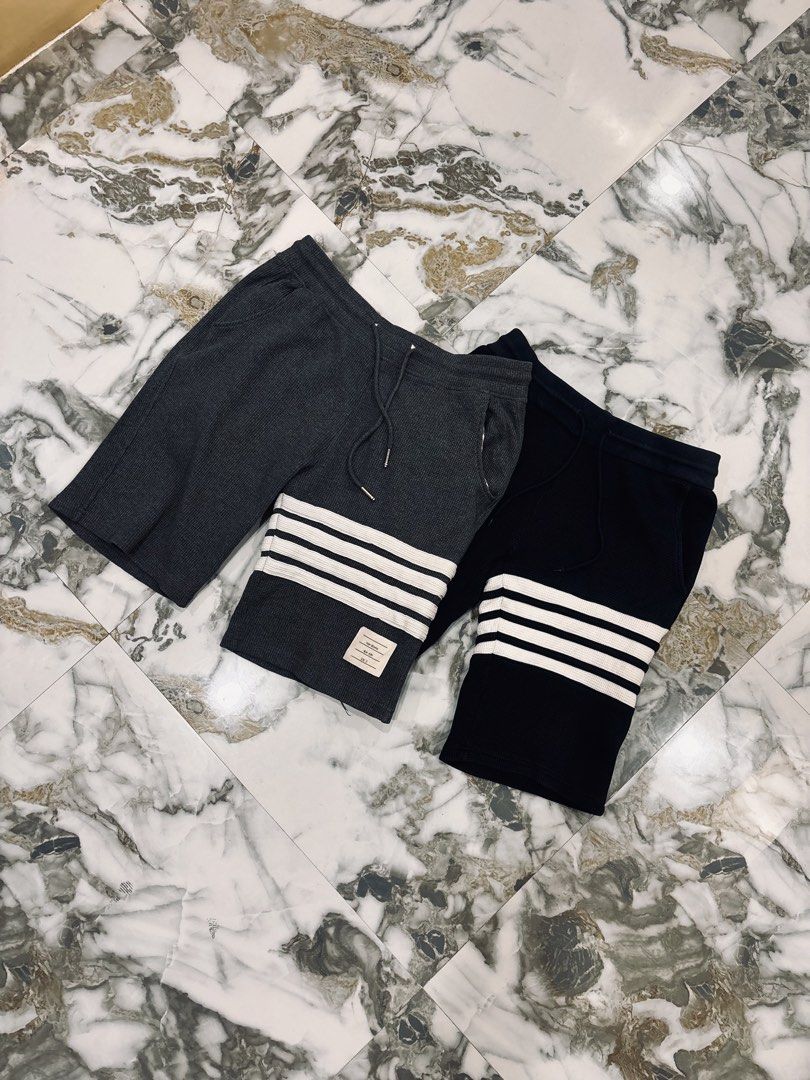 Thom Browne Waffle Knit aspack (Category: Shorts) located in Cavite. Submitted by gelloots (Listing ID 1466884715, Image 1). Description: Grey:details Dimes: 30 to 38x19.5 Condition : Good Condition Color rate : 9.5/10 Size on tag: 3 Wash Navy blue: Dimes: 28 to 34x19.5 Condition : Good Condition Color rate : 9.5/10 Size on tag: 0 Wash.