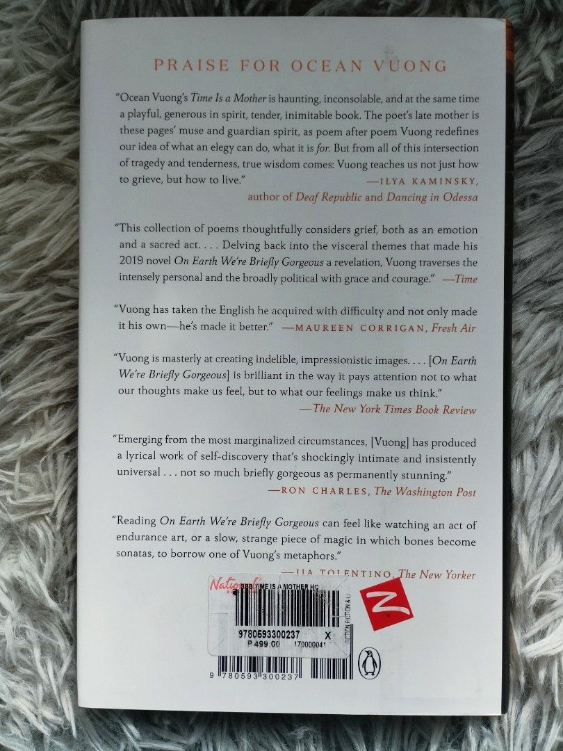 TIME IS A MOTHER (HARDBOUND) BY OCEAN VUONG (Category: Storybooks) located in Bantayan. Submitted by book_island_ph (Listing ID 1466870372, Image 3). Description: MAKE READING A HABIT ‼️‼️‼️ AVAILABLE IF YOU CAN MAKE AN OFFER. PLEASE DON'T WASTE MY REPLY QUOTA IF NOT SURE BUYER. Swipe to left to see additional details/photos of the book. Pictures of the books are posted for hassle free transactions, no unnecessary photo request please. As I'm als
