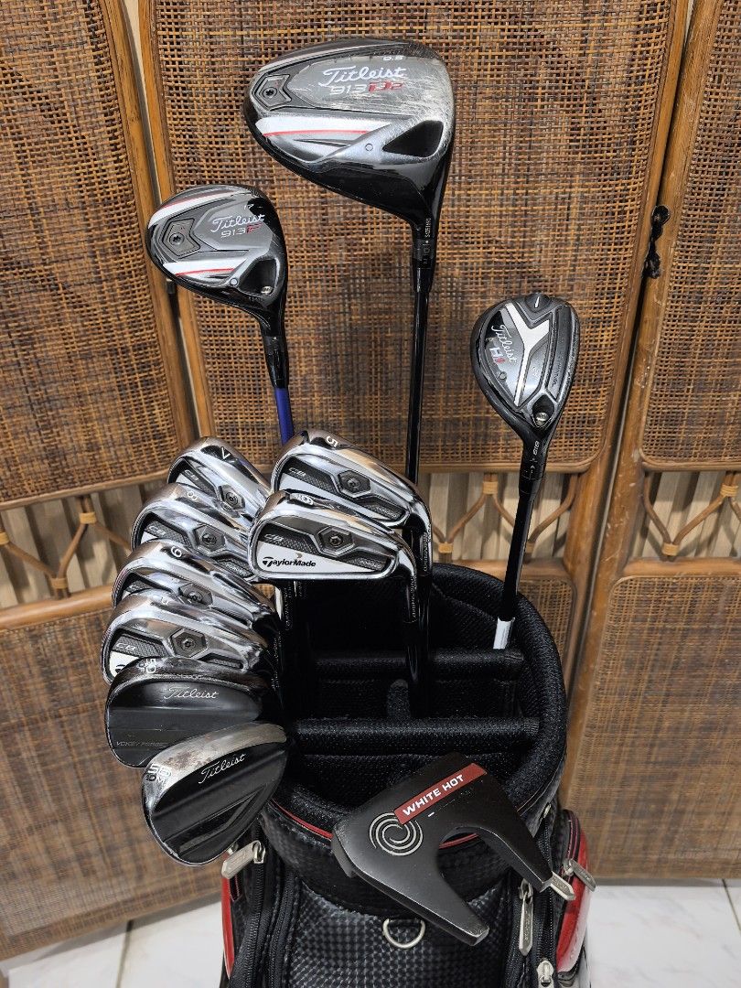 Titleist / TAYLORMADE GOLF SET (Category: Golf) located in Caloocan City. Submitted by ace2729 (Listing ID 1466926254, Image 1). Description: TITLEIST/TAYLORMADE GOLF SET *DRIVER: TITLEIST 913D 9.5° - S FLEX *WOOD: TITLEIST 913f - #4-17° - S FLEX *HYBRID: TITLEIST H1 - #21° -S FLEX *IRONS: TAYLORMADE CB FORGED - 5,6,7,8,9,P & TITLEIST Titleist Vokey Forged Black PVD Wedge 50°, 56° & ODYSSEY WHITE HOT PRO PUTTER - NSPRO 950GH STEEL SHAFT - S FLEX 