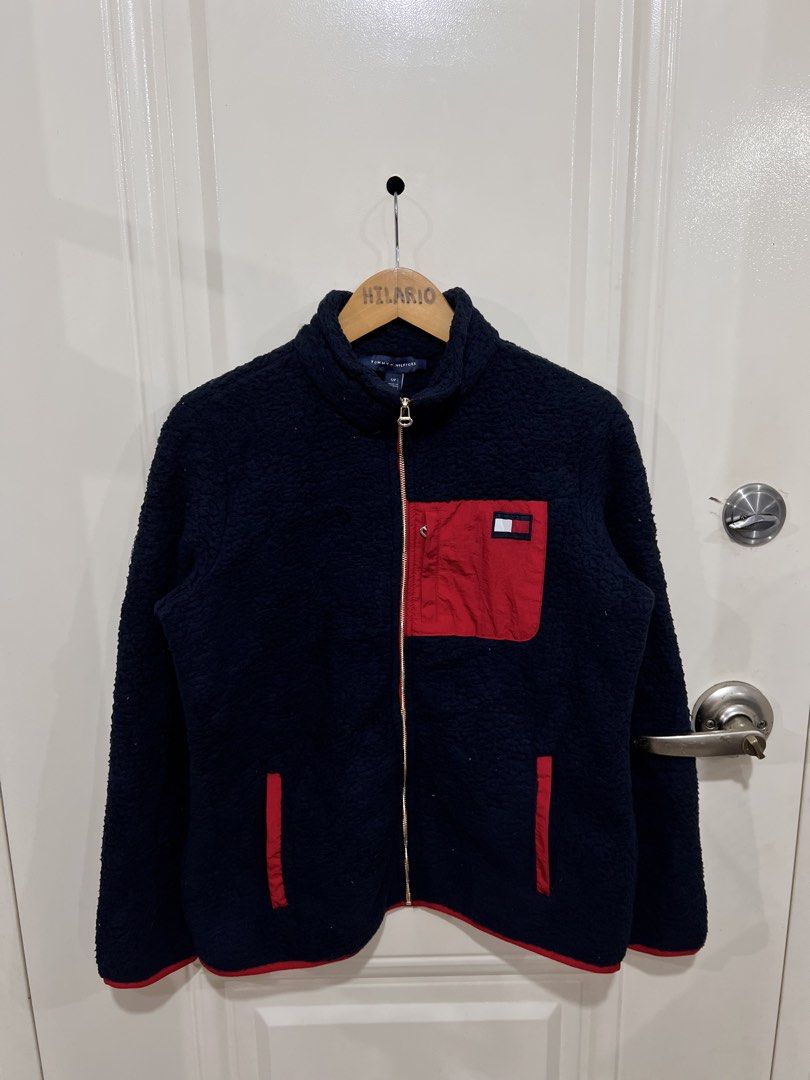 Tommy Hilfiger Fleece Zip Jacket Navy Red (Category: Coats, Jackets and Outerwear) located in San Pedro. Submitted by _eyamarie (Listing ID 1466960861, Image 1). Description: Tommy Hilfiger Fleece Zip Jacket Navy Red Excellent condition Color rate 9.5/10 No issue Size Small ontag Width 20 Length 24.5 • 750+sf.