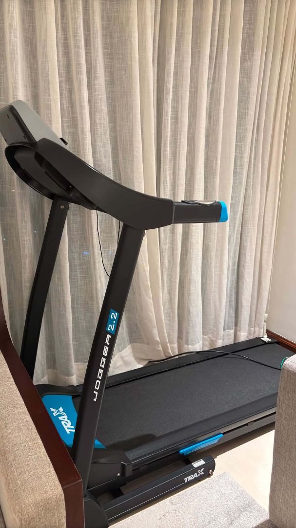 Trax Jogger 2.2 Treadmill (Category: Cardio & Fitness Machines) located in Caloocan City. Submitted by abucarjeff00796 (Listing ID 1466809393, Image 2). Description: In very pristine condition. Key Specifications • Speed Range: 1.0 – 14 km/h • Running Surface: 130 x 41 cm • Incline: 3 sections manual incline • Programs: P1 – P12 built-in programs • Connectivity: Fitshow app and MP3-player compatible • Max User Weight: 100 kg • Features: Foldable 