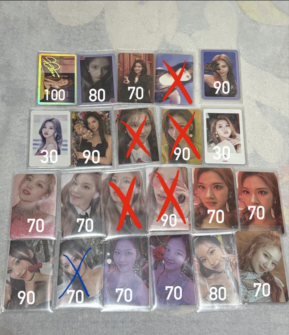 Twice official photocards (Category: Other Merchandise) located in Malabon City. Submitted by kionhou (Listing ID 1466916256, Image 1). Description: WTS LFB Twice official photocards (Mostly Sana and Tzuyu) - Personal collection - Good condi - Album pcs and lucky draw - Can tingi or take all Sana photocards take all - ₱900 Tzuyu photocards take all - ₱750 Other members pcs take all - ₱600 TAKE ALL: ₱2100.
