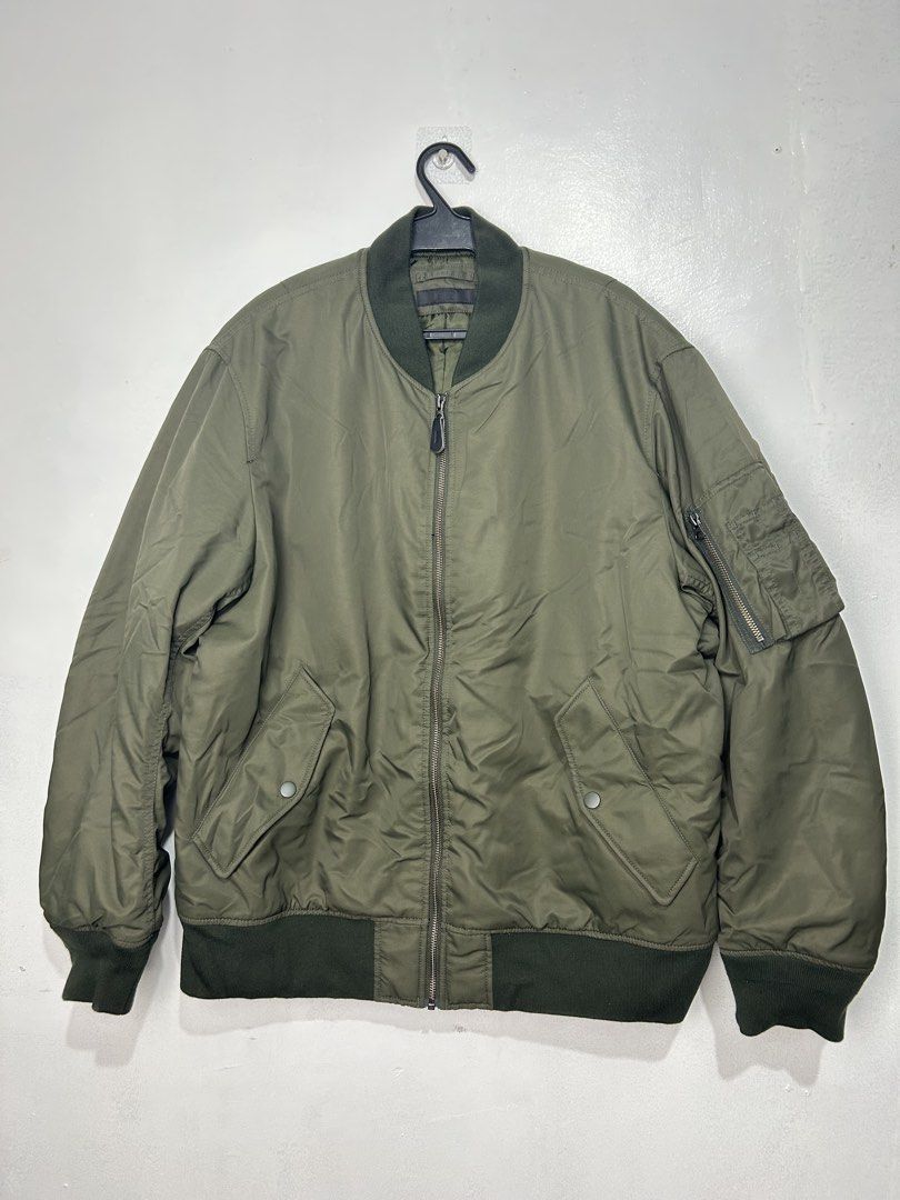 Uniqlo MA-1 Blouson Jacket (Category: Coats, Jackets and Outerwear) located in Antipolo. Submitted by hvevisuals (Listing ID 1466912739, Image 2). Description: Uniqlo MA-1 Blouson Jacket Color: 57 Olive Size: XL * Authentic Uniqlo * In very good condition * Only used once * No stains or damages * No longer available in Uniqlo stores in the Philippines Actual color may vary slightly due to lighting. Feel free to check the item personally or reques