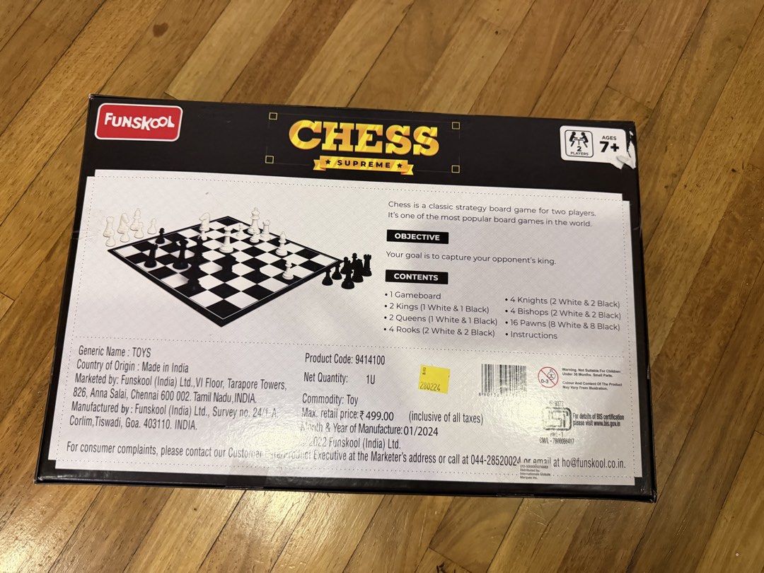 Unopened Funskool Chess Supreme Set (Category: Board Games & Puzzles) located in Manila. Submitted by goldenrabbit_605125 (Listing ID 1466821236, Image 2). Description: Pick up at Rockwell Amakati.