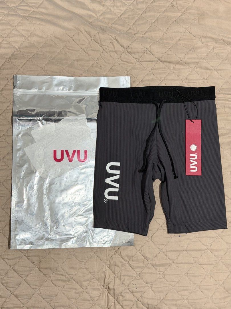 UVU V1 Half Tights Grey (Size Small) (Category: Activewear) located in Manila. Submitted by mnl.lvprdgci (Listing ID 1466886108, Image 1). Description: - Brand: UVU - Model: Training Half Tights - Color: Grey - Size: Small - Condition: Brand new with tags and original packaging - Features: Ribbed athletic fabric, elastic waistband with drawstring, printed UVU branding on the leg and back.