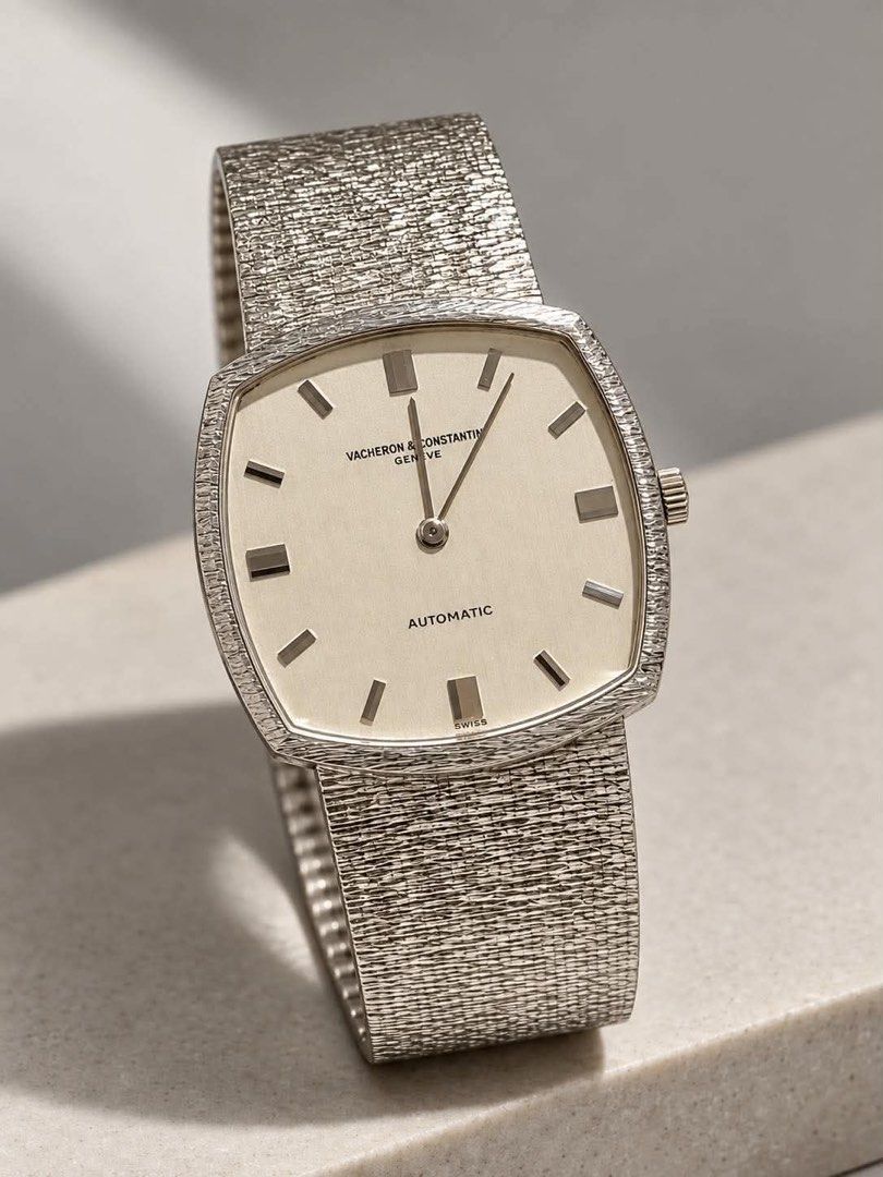 Vacheron & Constantin automatic watch (Category: Luxury Watches) located in Taguig. Submitted by zhnprttys_on_ig (Listing ID 1466893650, Image 1). Description: - Vacheron & Constantin automatic watch - Features a silver dial - full white gold - Stick hour markers and hands - Textured strap and case - Dial marked: “Vacheron & Constantin Geneve Automatic Swiss” - 18k white gold - Watch only .