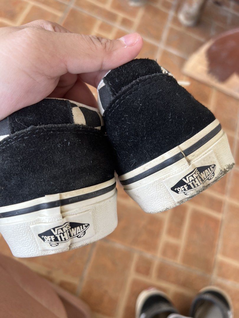 Vans Old Skool Checkered Black White Sneakers (Category: Sneakers) located in Tubigon. Submitted by gypsea.soulph (Listing ID 1466947788, Image 3). Description: - Brand: Vans Old Skool - Design: Black/White checkerboard pattern with black suede panels - Details: Signature white side stripe, white laces, and 'Off The Wall' rubber heel patch - Condition: Worn a few times, minor dirt on soles, lots of life left - Perfect for daily casual wear and sk