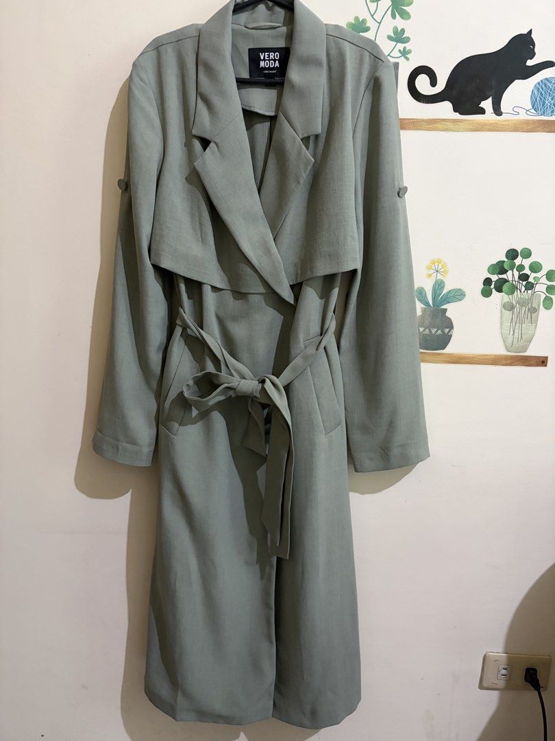 Vero Moda Trench Coat (Category: Coats, Jackets and Outerwear) located in San Jose. Submitted by shopangelem (Listing ID 1466864400, Image 2). Description: Never worn nasa cabinet lang Best fits s-m body frame Lightweight May pagkasage green yung color No when worn .