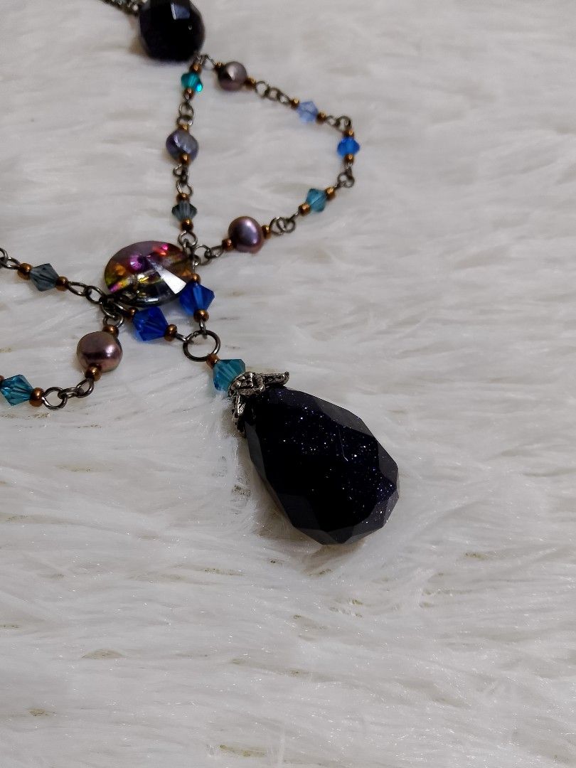 Victorian Style Necklace (Category: Necklaces) located in Manila. Submitted by jym008 (Listing ID 1466824011, Image 2). Description: Victorian style necklace with blue sandstone teardrop pendant natural potato pearl and Swarovski crystal 800+sf location manila.