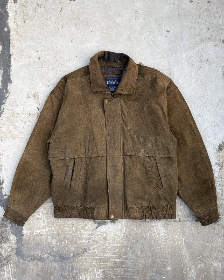 Vintage Brown Suede Leather Jacket (Category: Coats, Jackets and Outerwear) located in Calamba. Submitted by lyrons.wardrobe (Listing ID 1466927398, Image 1). Description: 24x26.5 Flaw: sign of usage, stains Must have piece! .