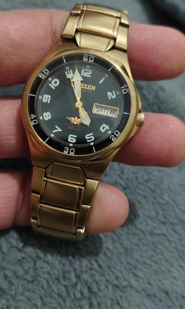 Vintage Citizen Eagle 7 WR100 (Category: Men's Watches) located in Cebu City. Submitted by aceoftime (Listing ID 1466950701, Image 1). Description: In good condition 21 jewels Japanese automatic w/ day-date display In gold tone double locking clasp Watch only Our Guarantee: 💯 Authentic All watches are checked by our experienced technician to ensure good functionality Please manage your expectations since these are preloved watches some may show 