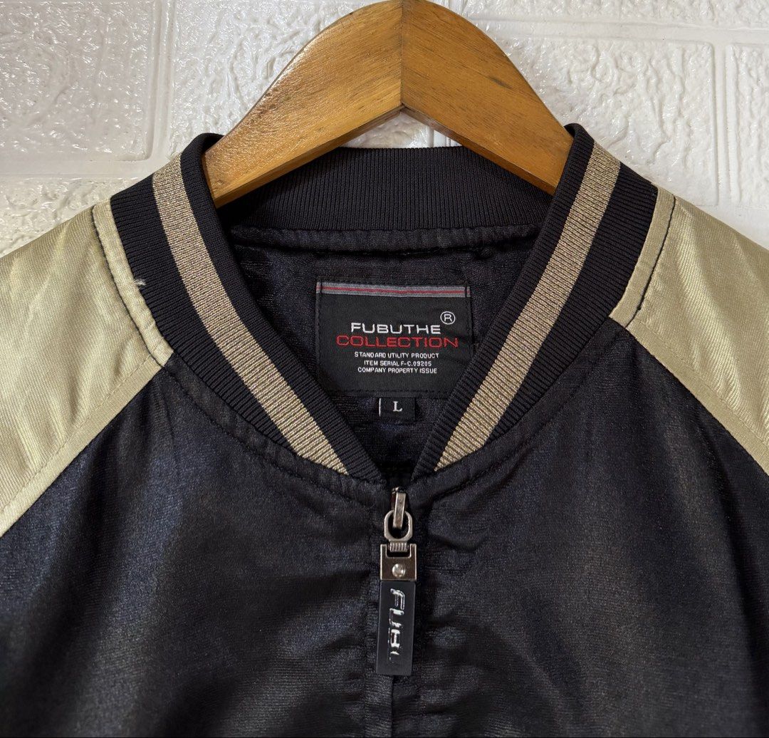 VINTAGE FUBU BOMBER JACKET (Category: Coats, Jackets and Outerwear) located in Baguio. Submitted by kds_stuffs (Listing ID 1466795752, Image 3). Description: Mine: 850 📍VINTAGE FU4U bomber jacket 😍 Size: L-XL Dimension: 27.5L x 24W Color rate: 9/10 Issue: ❌ Excellent condition Need wash Gandara neto 💗.