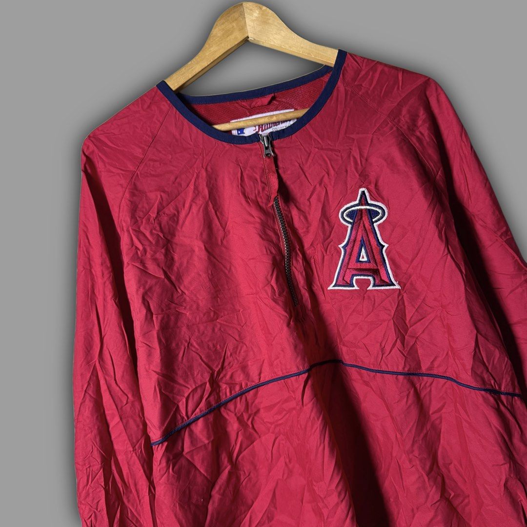 Vintage Majestic LA (Category: Coats, Jackets and Outerwear) located in Zamboanga. Submitted by hype_thrifts (Listing ID 1466862158, Image 2). Description: Vintage Majestic Los Angeles/Anaheim Angels Red Pullover Windbreaker Jacket - Large Width: 26 Length: 28 Excellent condition -.