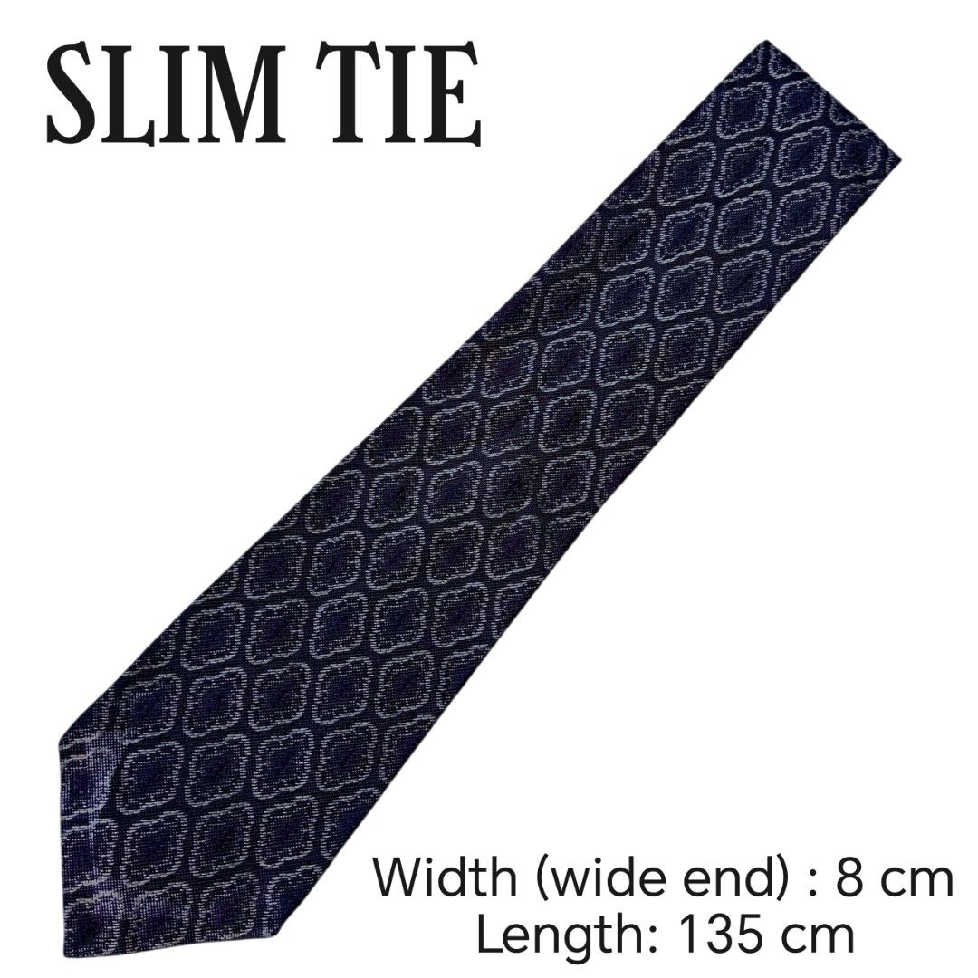 Vintage Navy Dark blue Geometric Patterned Neck tie (Category: Ties) located in Abucay. Submitted by gibzzz123 (Listing ID 1466815667, Image 2). Description: • All items are ON HAND and ready to be shipped/picked up. • Items are preloved/ukay, so please expect minimal signs of usage unless stated otherwise. • No major issues — good condition unless otherwise indicated in the listing. • Actual color may slightly vary due to lighting and screen set