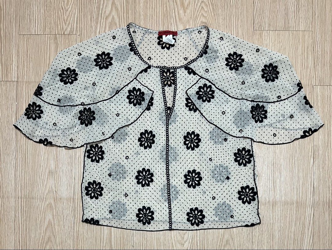 Vivienne Tam - Semi Sheer - Mesh Blouse (Category: Blouses) located in Taguig. Submitted by chicpicked (Listing ID 1466828288, Image 1). Description: Vivienne Tam - Semi Sheer - Mesh Blouse Embroidered black floral/daisy medallions Authentic Good as new No flaws Size 0 1,500.