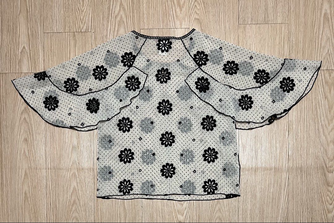 Vivienne Tam - Semi Sheer - Mesh Blouse (Category: Blouses) located in Taguig. Submitted by chicpicked (Listing ID 1466828288, Image 2). Description: Vivienne Tam - Semi Sheer - Mesh Blouse Embroidered black floral/daisy medallions Authentic Good as new No flaws Size 0 1,500.