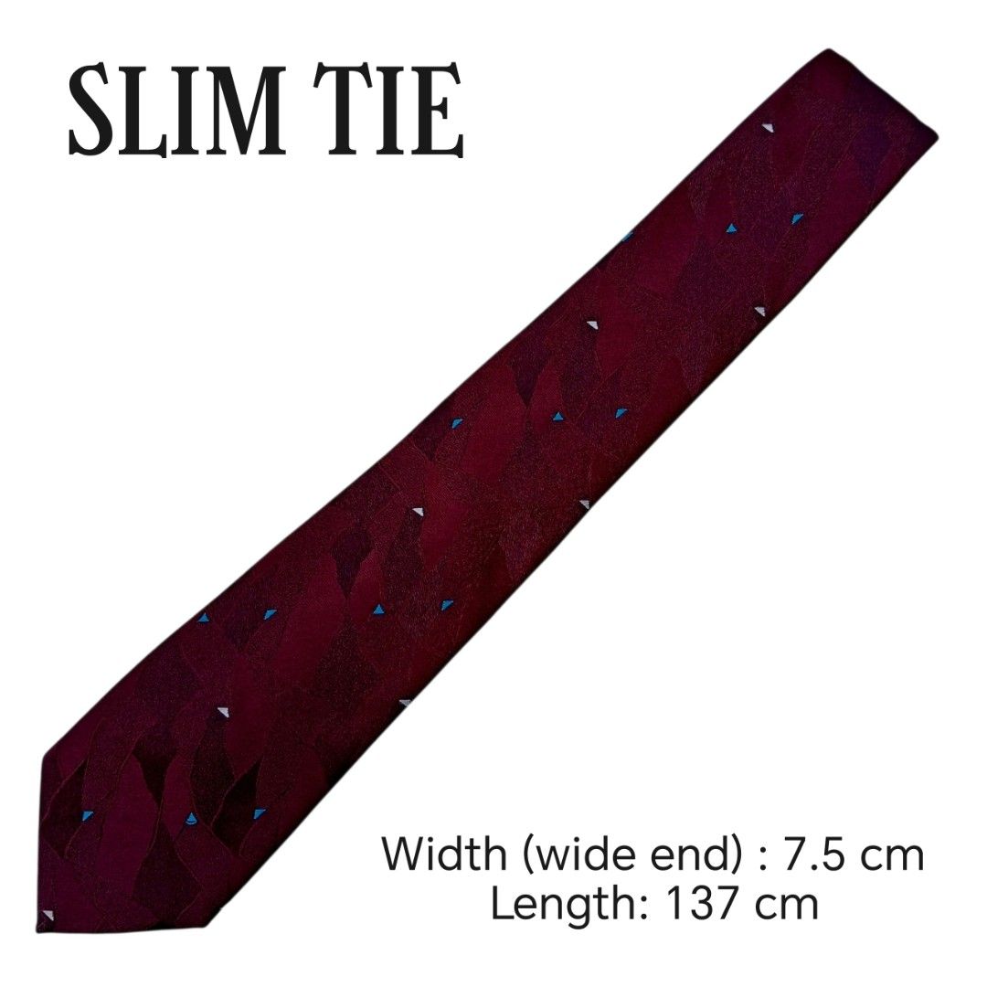 W. Germany ​Maroon Burgundy Abstract Geometric Pattern Neck tie (Category: Ties) located in Abucay. Submitted by gibzzz123 (Listing ID 1466816025, Image 2). Description: • All items are ON HAND and ready to be shipped/picked up. • Items are preloved/ukay, so please expect minimal signs of usage unless stated otherwise. • No major issues — good condition unless otherwise indicated in the listing. • Actual color may slightly vary due to lighting an