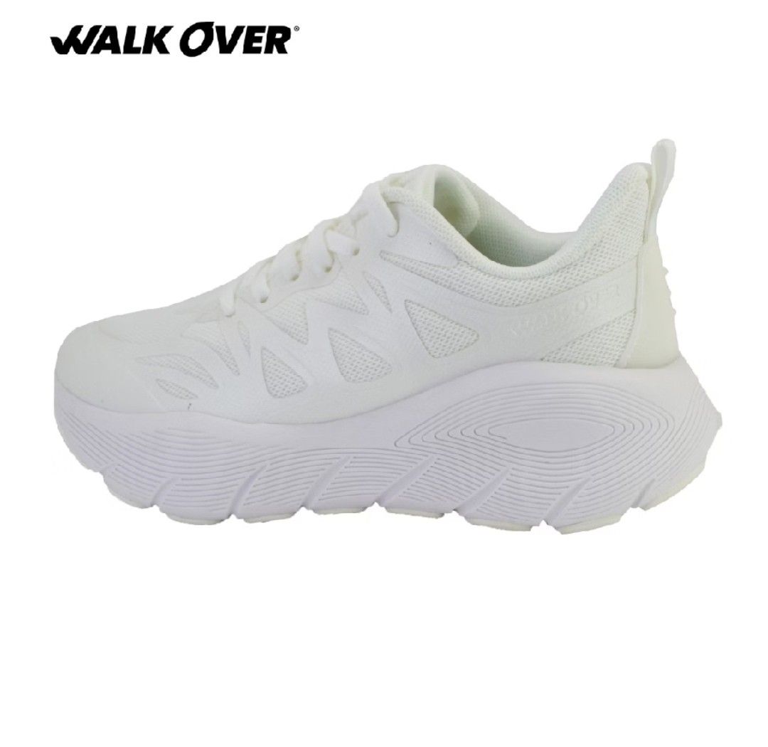 WALK OVER White Chunky Platform Sneakers (Category: Sneakers) located in San Jose del Monte. Submitted by Skin_Care2022 (Listing ID 1466806647, Image 1). Description: - Brand: WALK OVER by Rusty Lopez - Color: All-white minimalist style - Sole: Thick sculpted platform for height and comfort - Material: Breathable mesh upper with lace-up front - Feature: Heel pull tab for easy on and off - Best for: Daily walking, running errands, and casual outfi