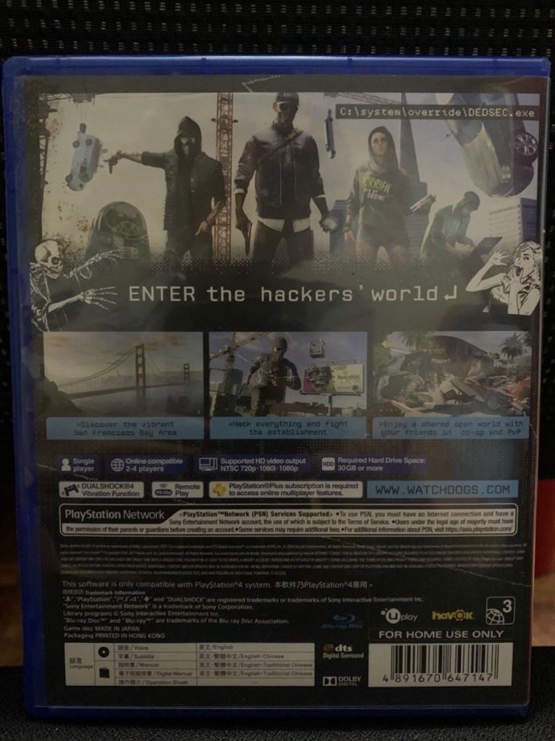 watch dogs 2 ps4 game (Category: PlayStation) located in Manila. Submitted by santanajdd (Listing ID 1466860182, Image 3). Description: WATCH DOGS 2 FOR PS4 * playstation 4 compatibility * english and chinese language support * authentic, excellent condition 💬 price is negotiable ! dm 📍 based in metro manila.