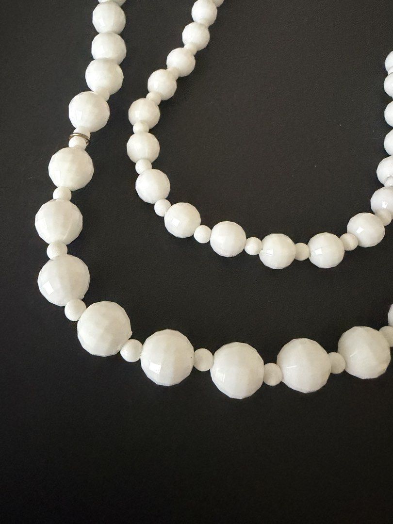 White Faceted Beaded Double Strand Necklace (Category: Necklaces) located in Quezon City. Submitted by wagwagan_ukay_blues (Listing ID 1466849941, Image 3). Description: From Japan In good condition 30” Length .