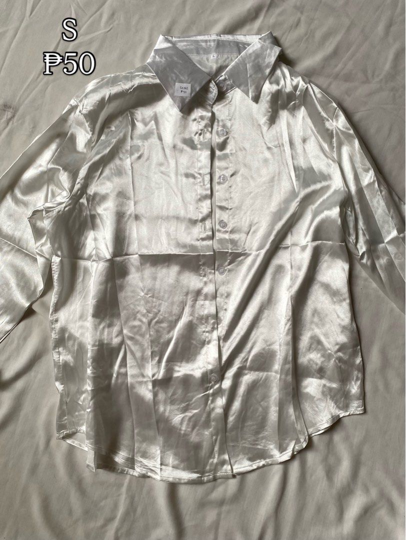 white silk polo (Category: Blouses) located in Davao. Submitted by gathrd.kloset (Listing ID 1466781246, Image 1). Description: .